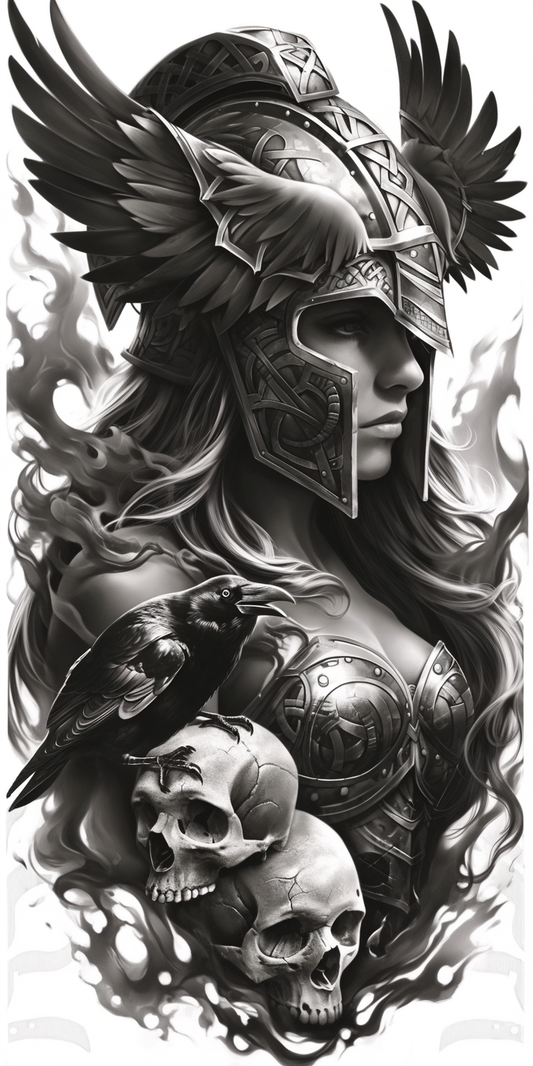 Tatuagem Realismo Black Work Valkiria #17