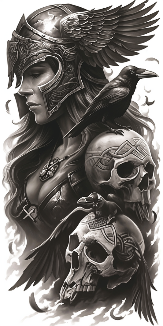 Tatuagem Realismo Black Work Valkiria #18