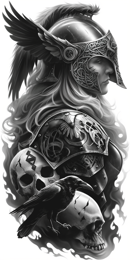 Tatuagem Realismo Black Work Valkiria #19