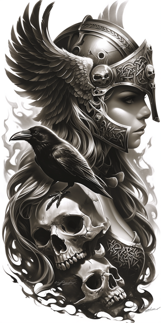 Tatuagem Realismo Black Work Valkiria #20