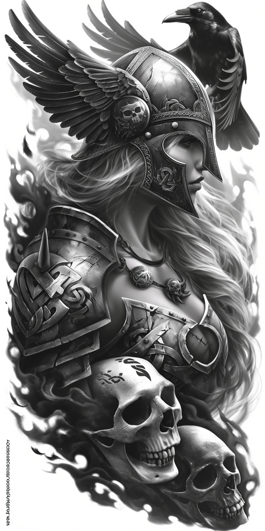 Tatuagem Realismo Black Work Valkiria #21