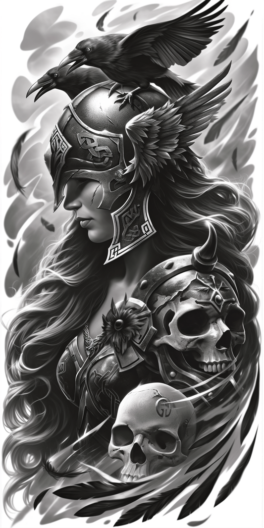 Tatuagem Realismo Black Work Valkiria #22