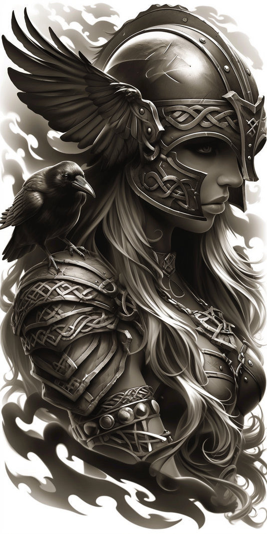 Tatuagem Realismo Black Work Valkiria #23