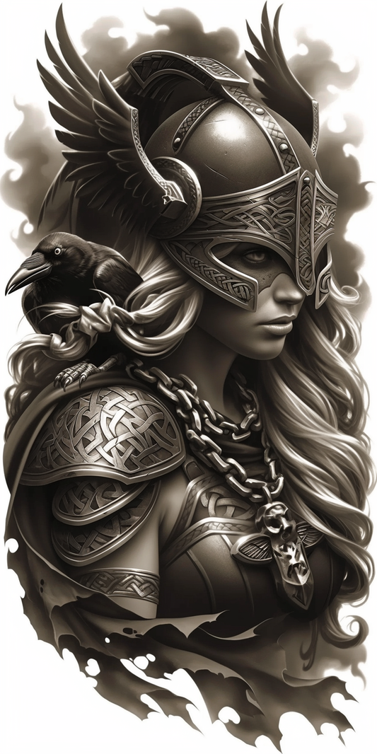 Tatuagem Realismo Black Work Valkiria #24