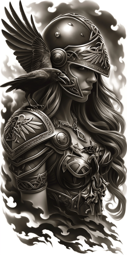 Tatuagem Realismo Black Work Valkiria #25