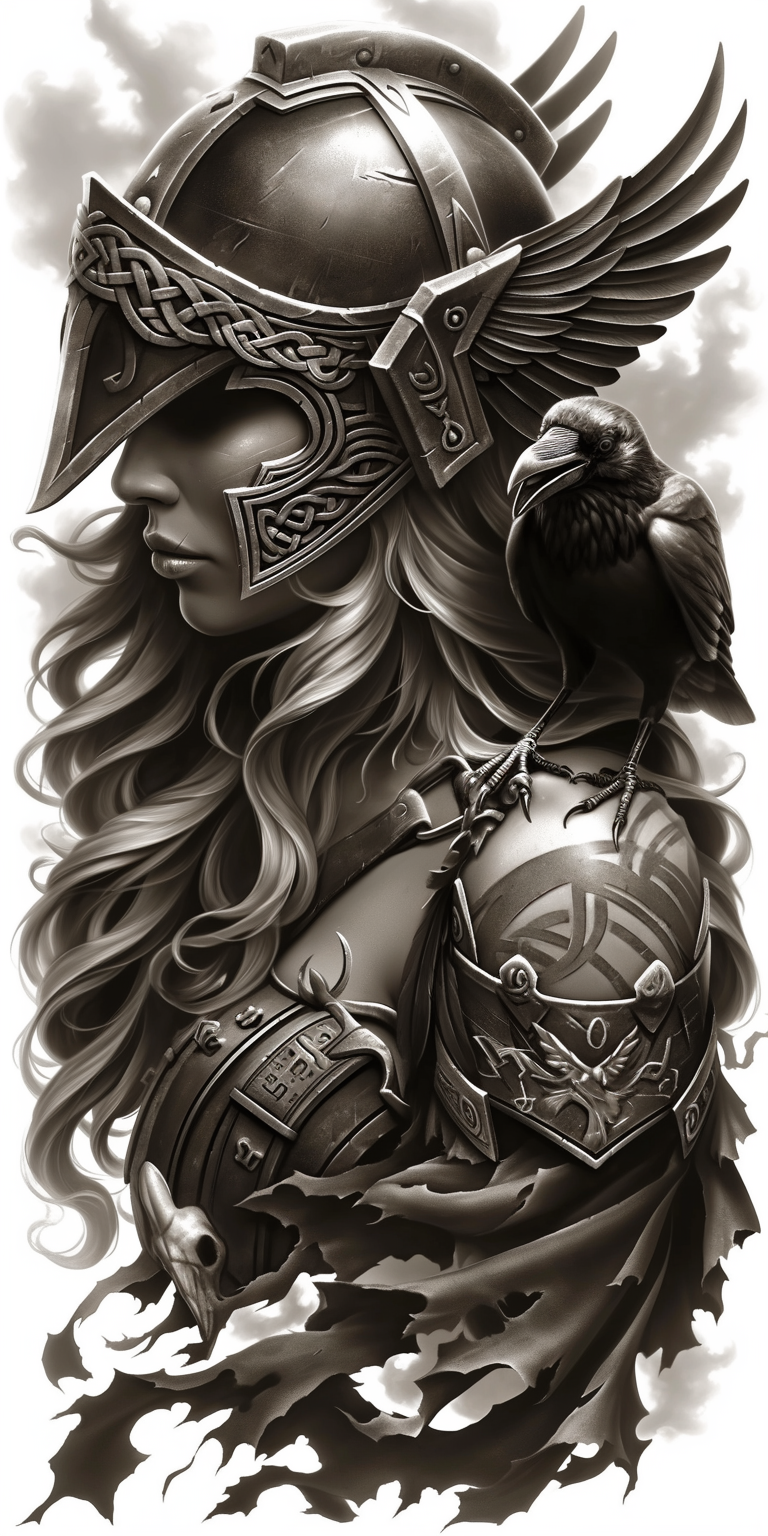Tatuagem Realismo Black Work Valkiria #26
