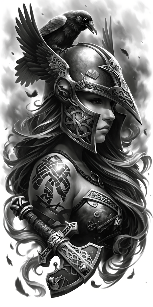 Tatuagem Realismo Black Work Valkiria #27