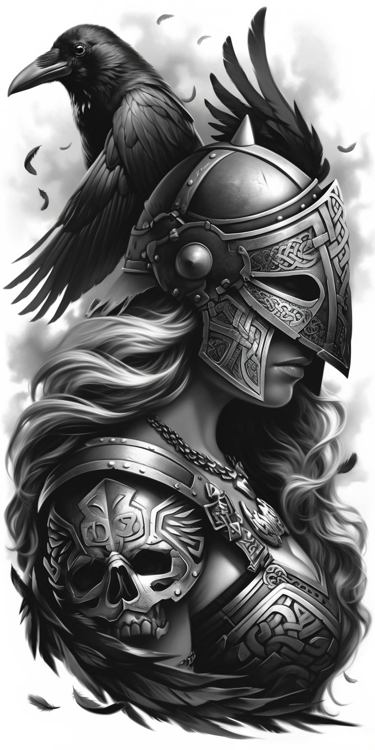 Tatuagem Realismo Black Work Valkiria #28