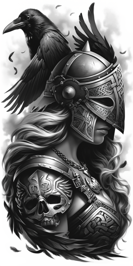Tatuagem Realismo Black Work Valkiria #28