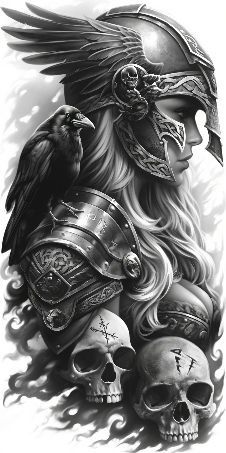 Tatuagem Realismo Black Work Valkiria #30