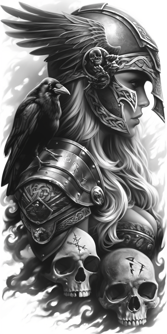 Tatuagem Realismo Black Work Valkiria #30