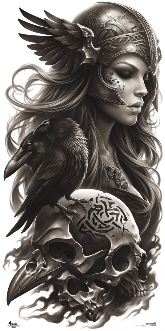 Tatuagem Realismo Black Work Valkiria #31