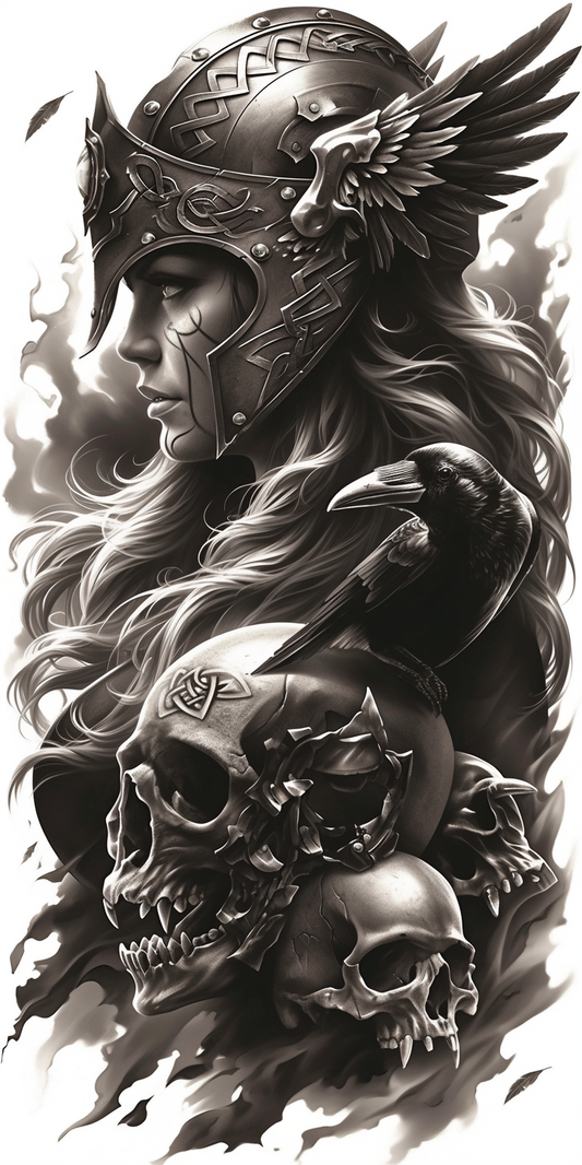 Tatuagem Realismo Black Work Valkiria #32