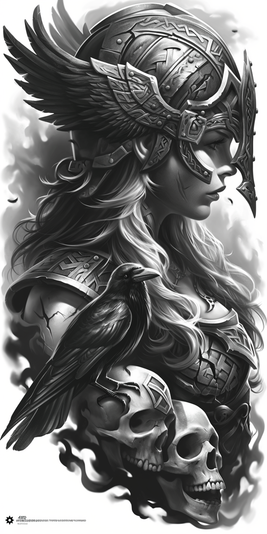 Tatuagem Realismo Black Work Valkiria #33